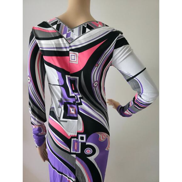 Emilio Pucci Purple Multicolor Signature Print Summer Dress S sz - Picture 12 of 16